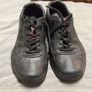 Prada Black Sneakers with Red Accents